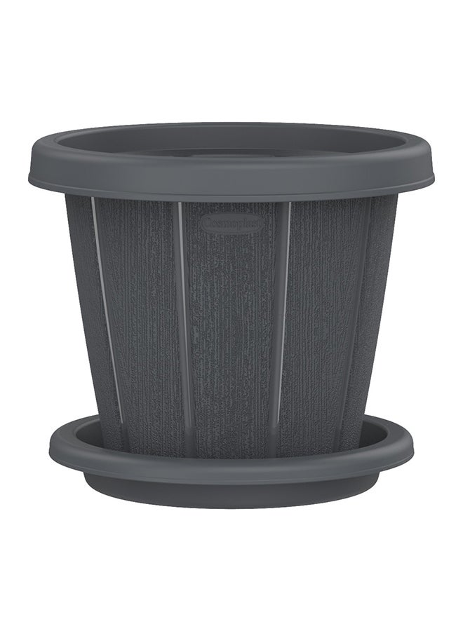 كوزموبلاست - اصيص نباتات دائري مع صينية 10" رصاصي - Image 1