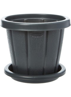 Cosmoplast Cedargrain 10" Flowerpot With Tray Grey  - Image 2