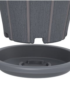 Cosmoplast Cedargrain 14" Plastic Flowerpot With Tray (Grey)- 38 x  38 cm Cool Grey  - Image 5