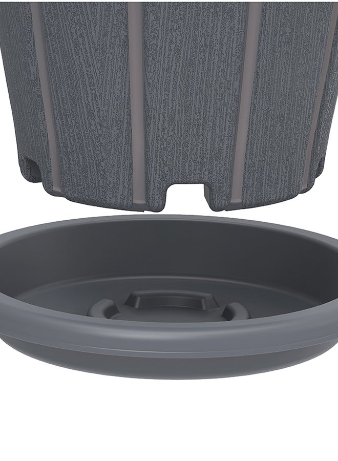 Cosmoplast Cedargrain 14" Plastic Flowerpot With Tray (Grey)- 38 x  38 cm Cool Grey  - Image 5