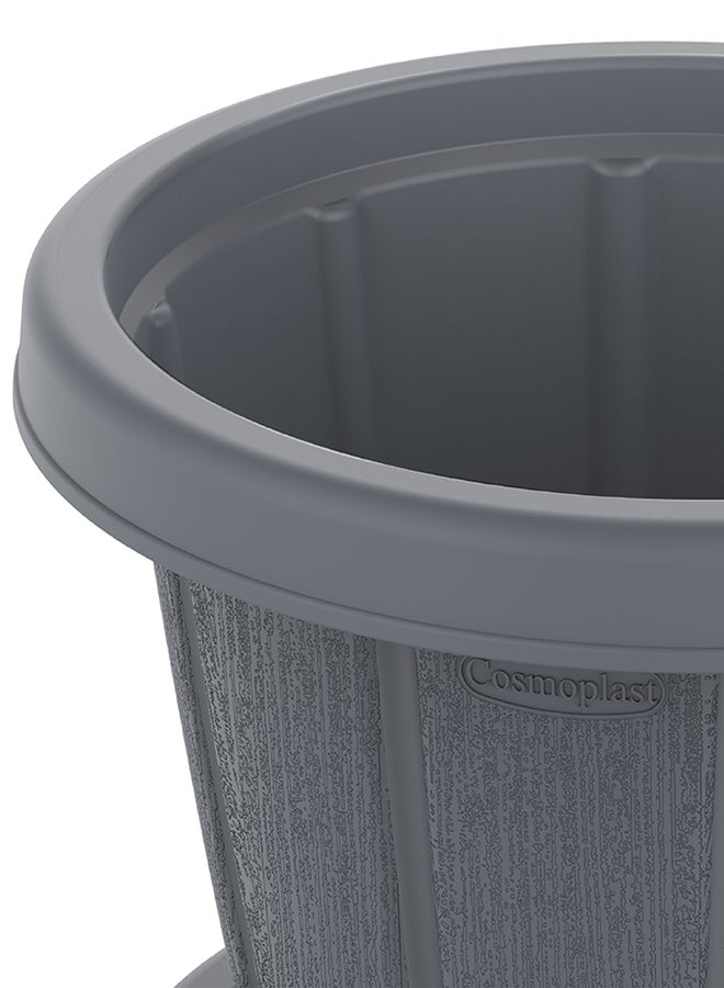 Cosmoplast Cedargrain 14" Plastic Flowerpot With Tray (Grey)- 38 x  38 cm Cool Grey  - Image 4