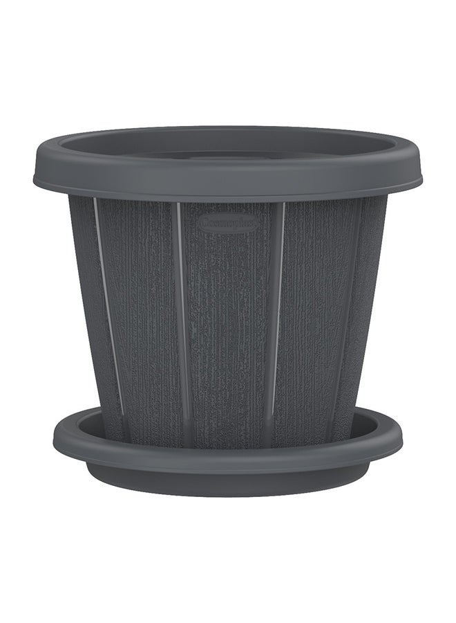 Cedargrain 16" Flowerpot With Tray Grey 