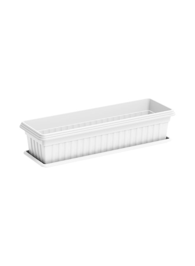 Cosmoplast 19" Small Exotica Planter With Tray (White) White  - Image 1