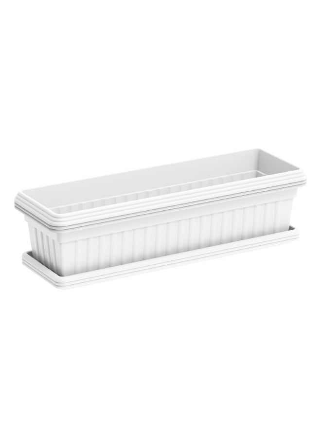 Cosmoplast 19" Small Exotica Planter With Tray (White) White  - Image 5