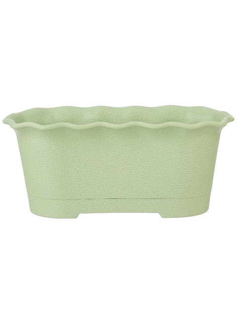 15" Plastic Oval Planter With Tray- (Green) Green 15inch