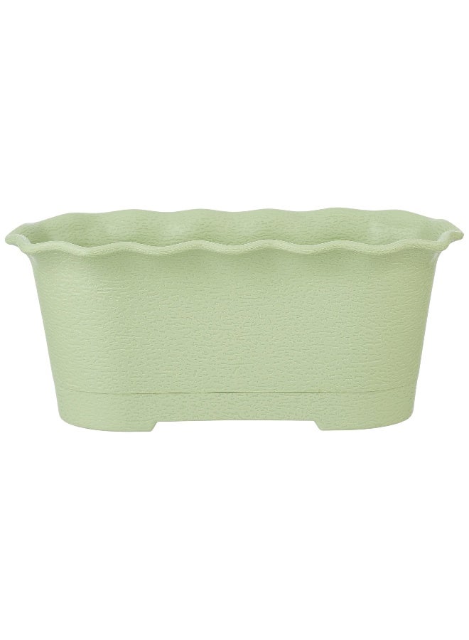 Cosmoplast - 15" Plastic Oval Planter With Tray- (Green) Green 15inch - Image 1