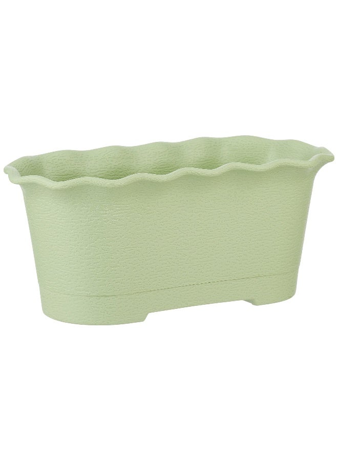 Cosmoplast - 15" Plastic Oval Planter With Tray- (Green) Green 15inch - Image 1