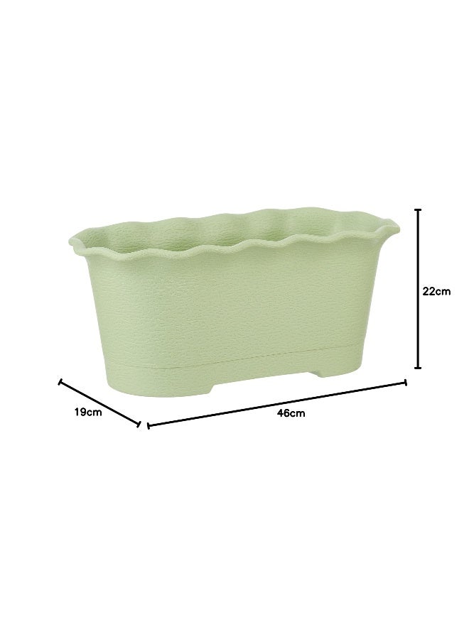 Cosmoplast - 15" Plastic Oval Planter With Tray- (Green) Green 15inch - Image 1