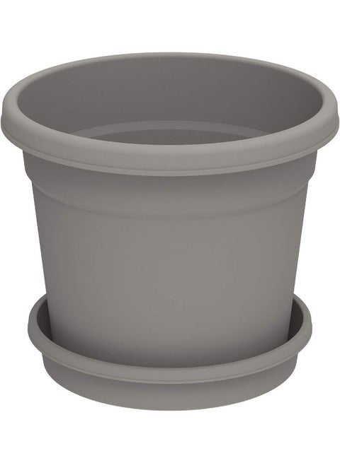 Plastic Round Flowerpot 6  with Tray-P Grey