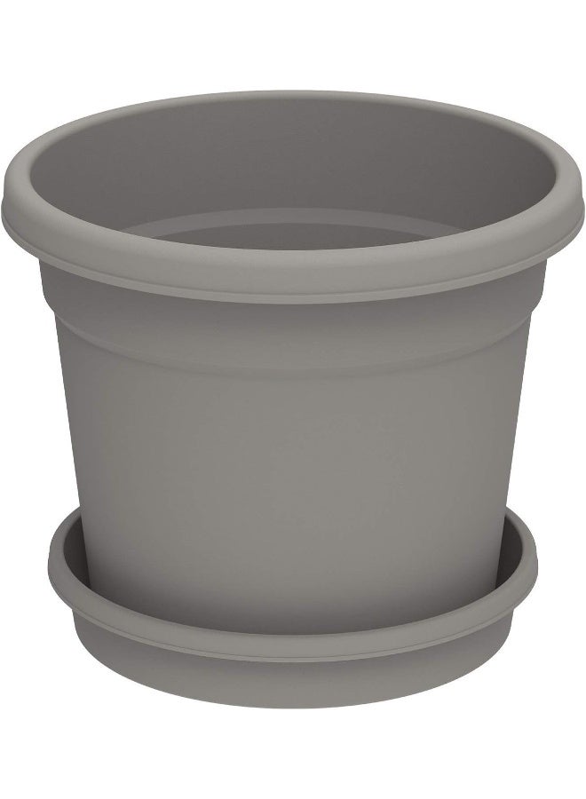 Cosmoplast - Plastic Round Flowerpot 6  with Tray-P Grey - Image 1