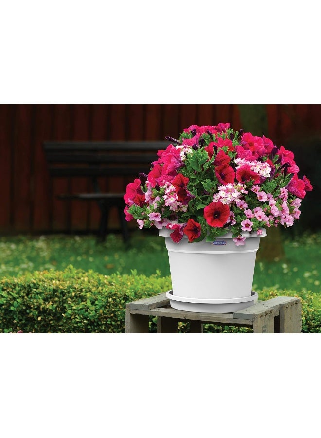 Cosmoplast - Plastic Round Flowerpot 6  with Tray-P Grey - Image 1