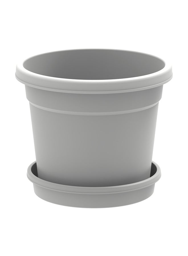 Cosmoplast 8" Round Flowerpot with Tray Grey  - Image 1