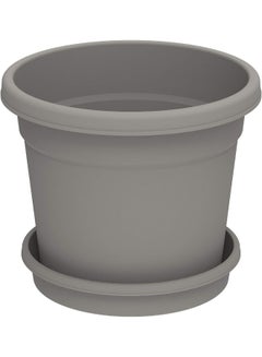Cosmoplast 8" Round Flowerpot with Tray Grey  - Image 2