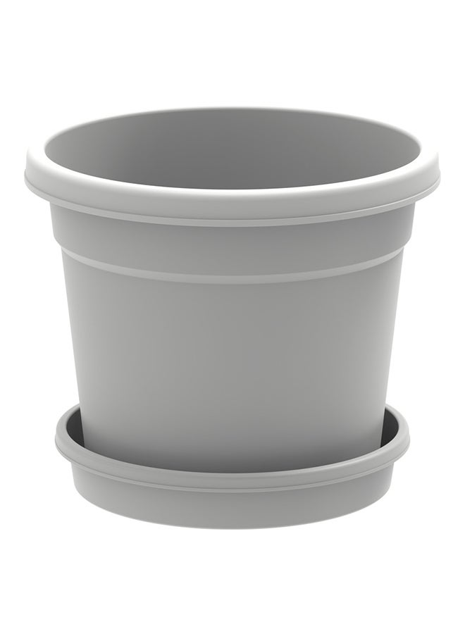 Cosmoplast 10" Round Flowerpot with Tray Grey - Image 1