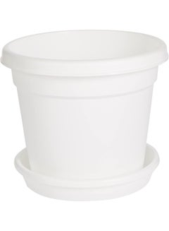 Cosmoplast 14" Flower Pot 38 x H 34 cm Plastic Round (White) White  - Image 2