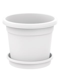 Cosmoplast 16" Flower Pot with Tray (White) White  - Image 1