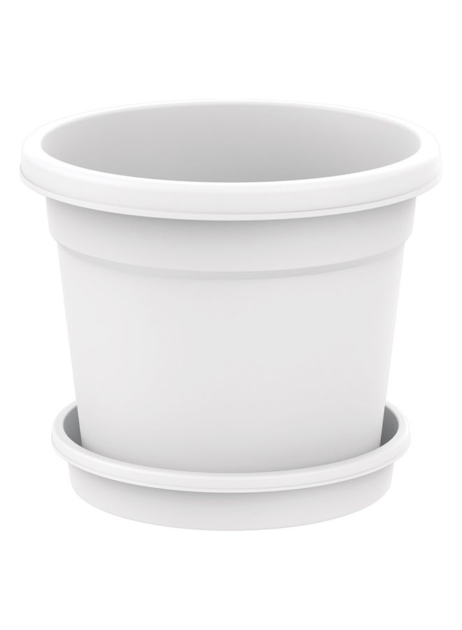 Cosmoplast 16" Flower Pot with Tray (White) White - Image 1