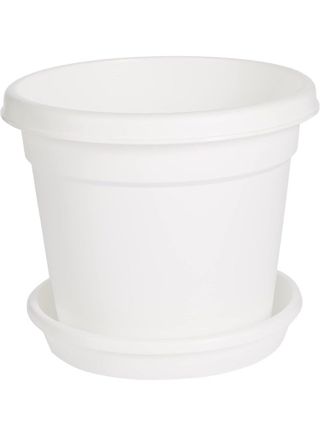 Cosmoplast 16" Flower Pot with Tray (White) White - Image 2