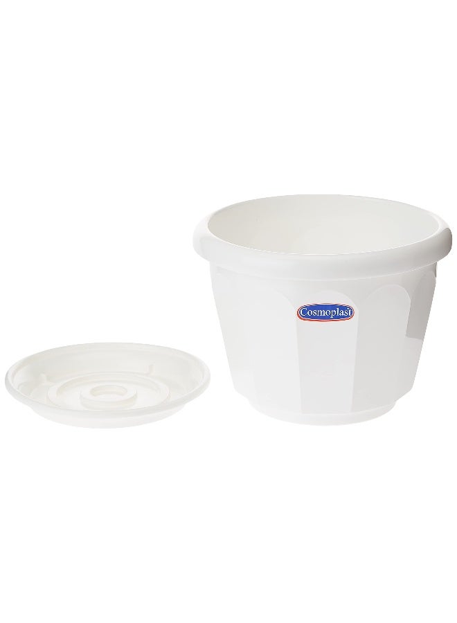 Cosmoplast 10" Hexagonal Flowerpot with Tray Grey  - Image 3