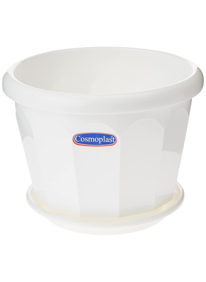 Cosmoplast 10" Hexagonal Flowerpot with Tray Grey  - Image 2