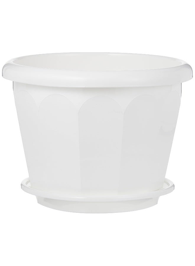 Cosmoplast 11" Hexagonal Flowerpot with Tray White  - Image 3