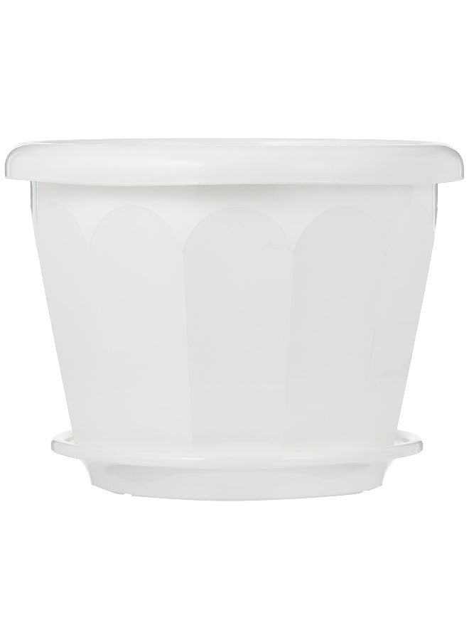 Cosmoplast 11" Hexagonal Flowerpot with Tray White  - Image 4