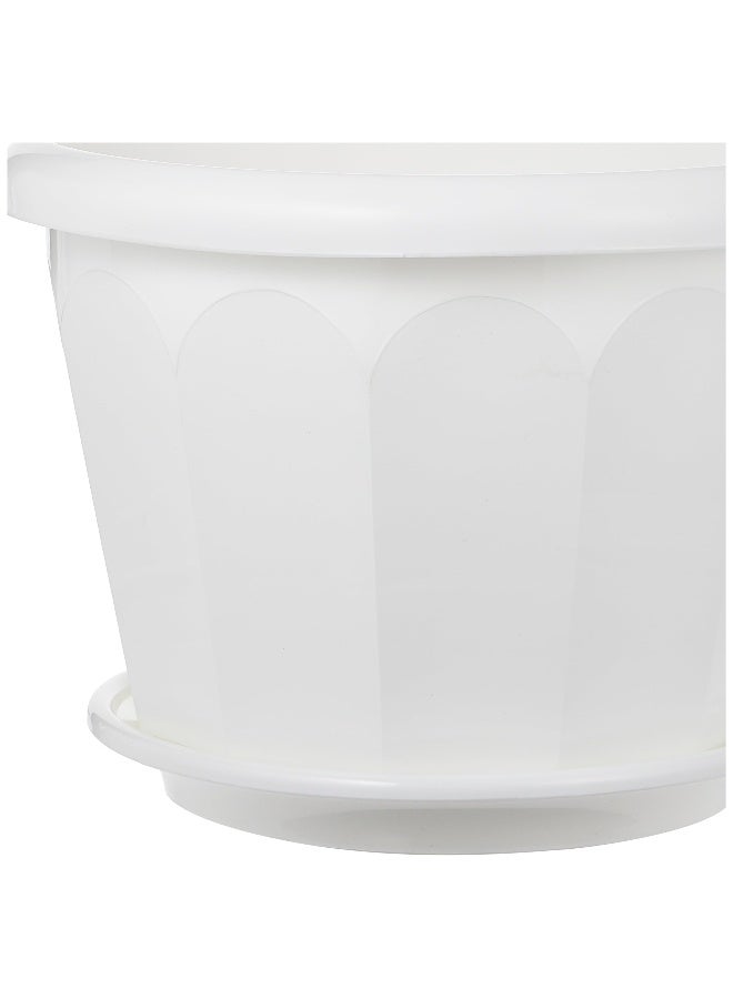 Cosmoplast 11" Hexagonal Flowerpot with Tray White  - Image 2