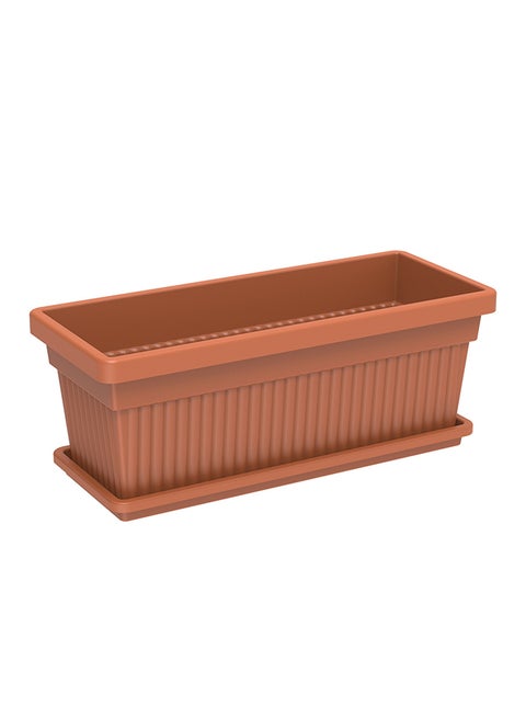 18" Rectangular Planter with Tray-  L 45 x W 19 x H 18 cm, Terracota