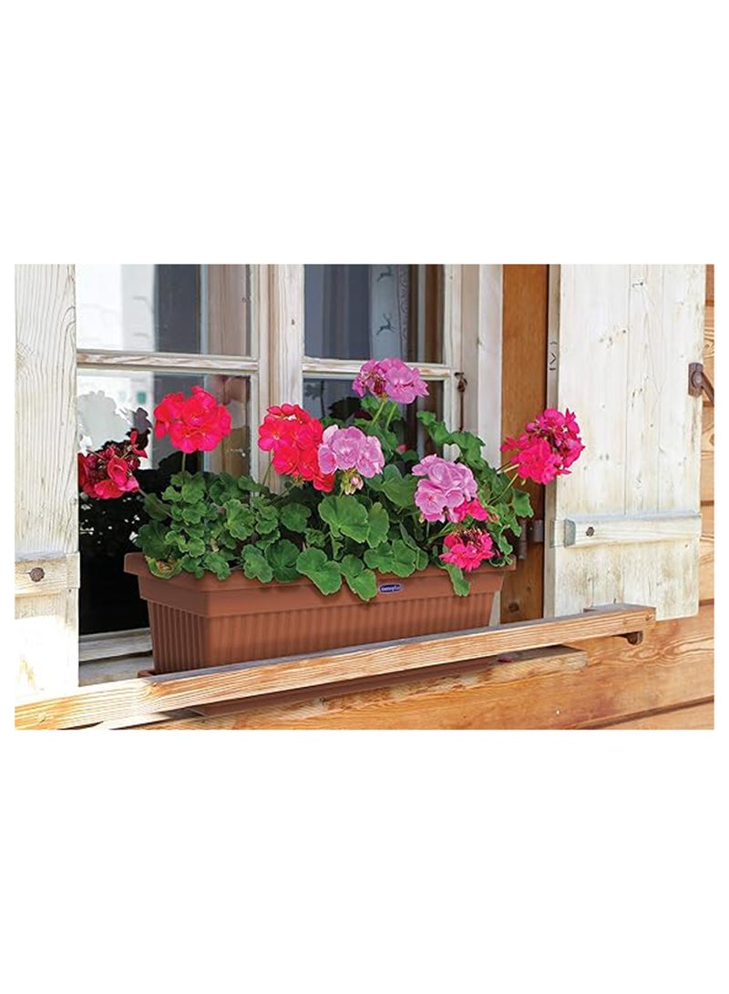 Cosmoplast 18" Rectangular Planter with Tray-  L 45 x W 19 x H 18 cm, Terracota  - Image 3