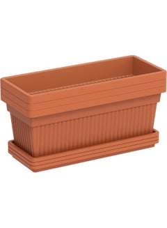 Cosmoplast Plastic Rectangular Planters With Tray 61x22 cm Terracotta  - Image 1