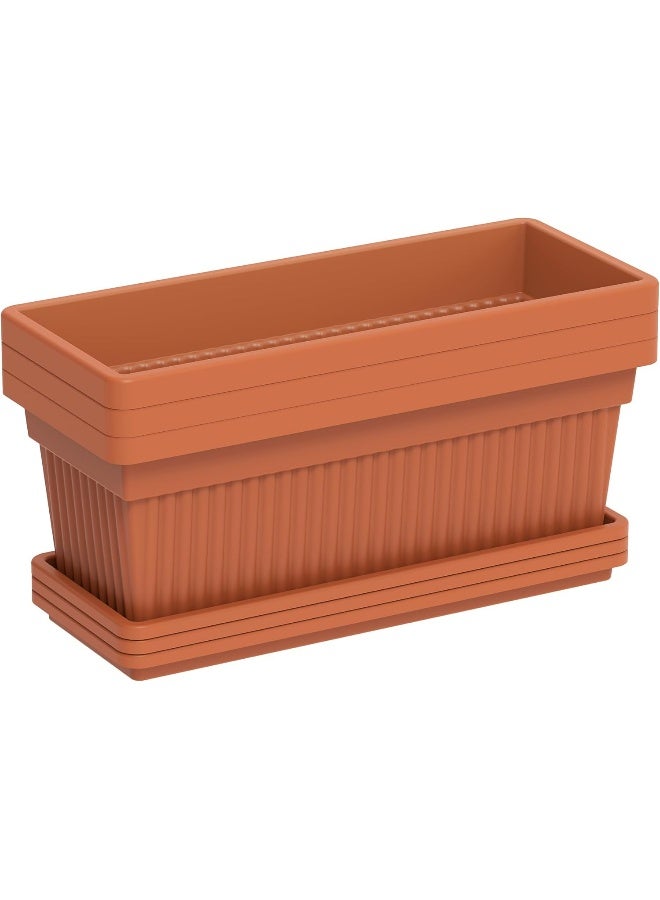 Cosmoplast Plastic Rectangular Planters With Tray 61x22 cm Terracotta  - Image 1