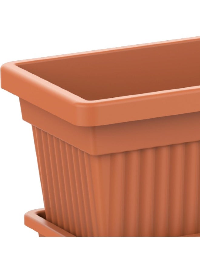 Cosmoplast Plastic Rectangular Planters With Tray 61x22 cm Terracotta  - Image 5