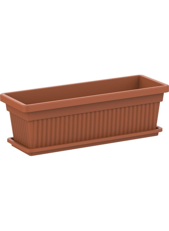 Cosmoplast 30" Rectangular Planter with Tray Plastic 75x29 cm Terracota  - Image 1