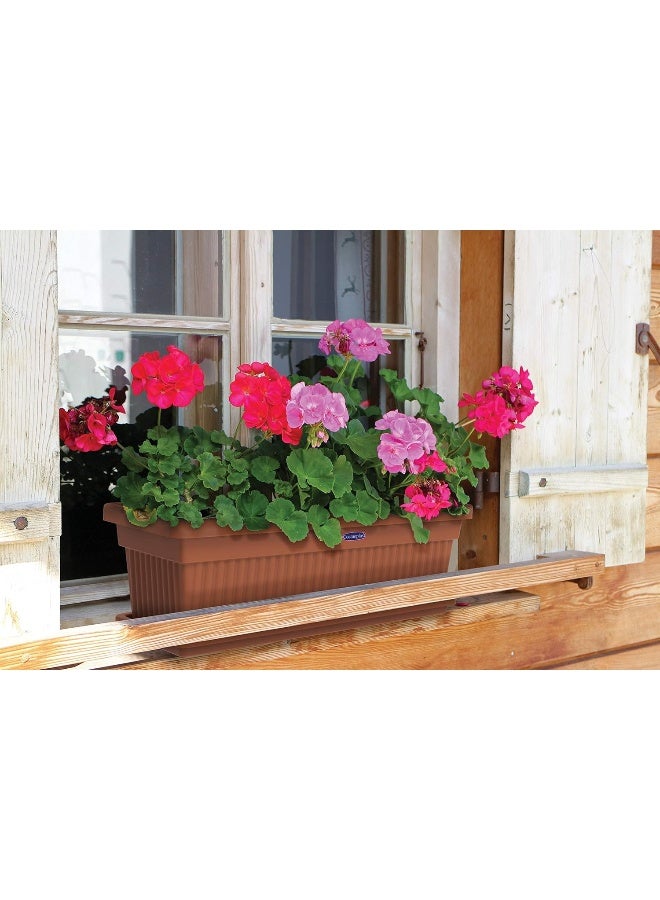 Cosmoplast 30" Rectangular Planter with Tray Plastic 75x29 cm Terracota  - Image 3