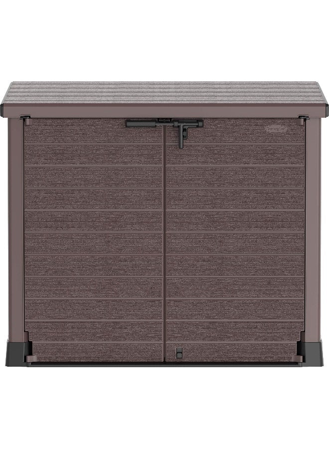 Cosmoplast 1200L Cedargrain Outdoor Garden Storage Shed With Flat Lid (Dark Brown) Dark Brown 1200.0Liters  - Image 2