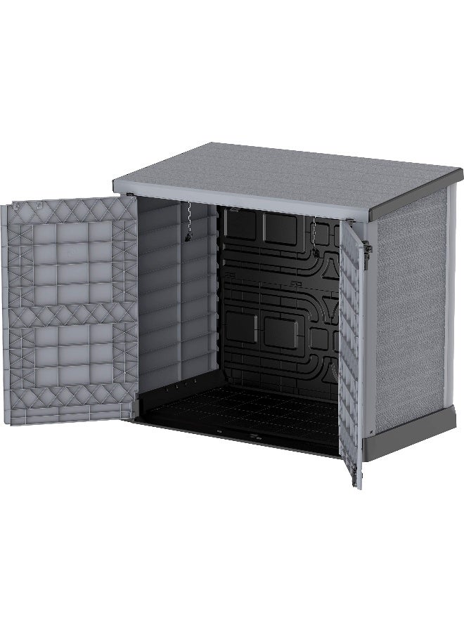 Cosmoplast 1200L Cedargrain Outdoor Garden Storage Shed With Flat Lid (Dark Grey) Dark Grey 1200.0Liters  - Image 1