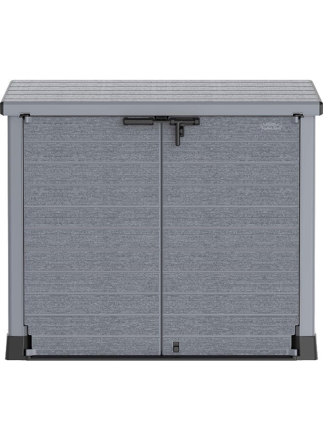 Cosmoplast 1200L Cedargrain Outdoor Garden Storage Shed With Flat Lid (Dark Grey) Dark Grey 1200.0Liters  - Image 4