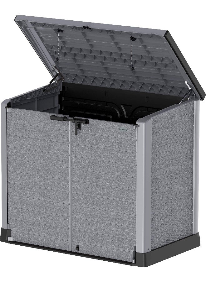 Cosmoplast 1200L Cedargrain Outdoor Garden Storage Shed With Flat Lid (Dark Grey) Dark Grey 1200.0Liters  - Image 5