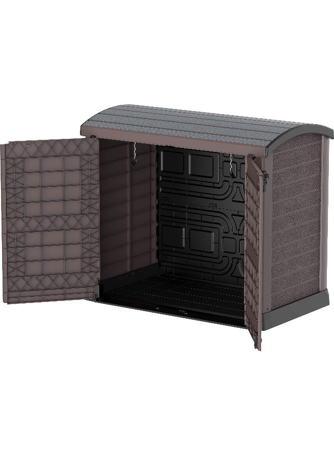 Cosmoplast 1200L Cedargrain Outdoor Garden Storage Shed with Arched Lid  (Dark Brown) Dark Brown 1200.0Liters  - Image 2
