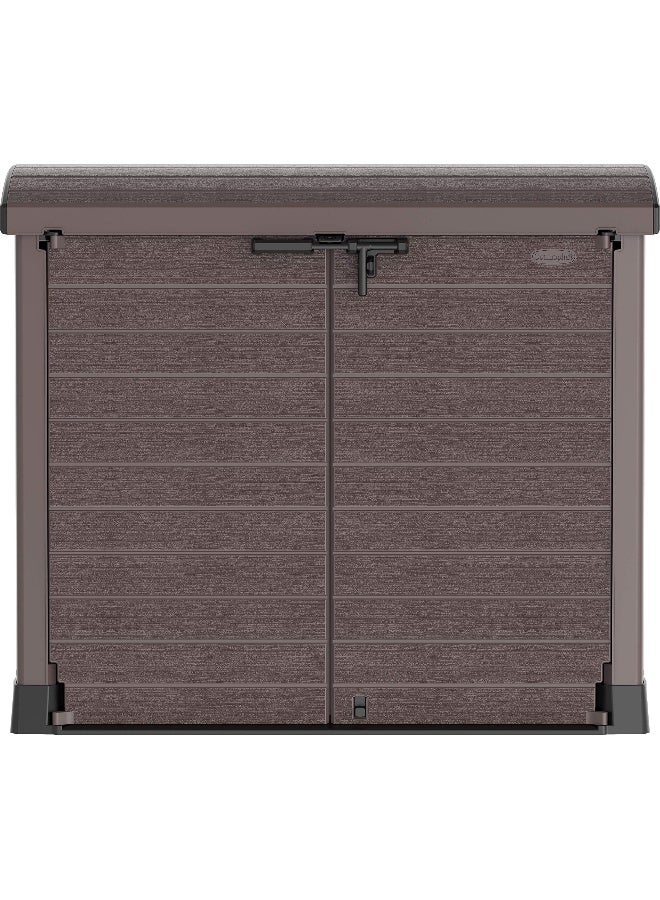 Cosmoplast 1200L Cedargrain Outdoor Garden Storage Shed with Arched Lid  (Dark Brown) Dark Brown 1200.0Liters  - Image 3