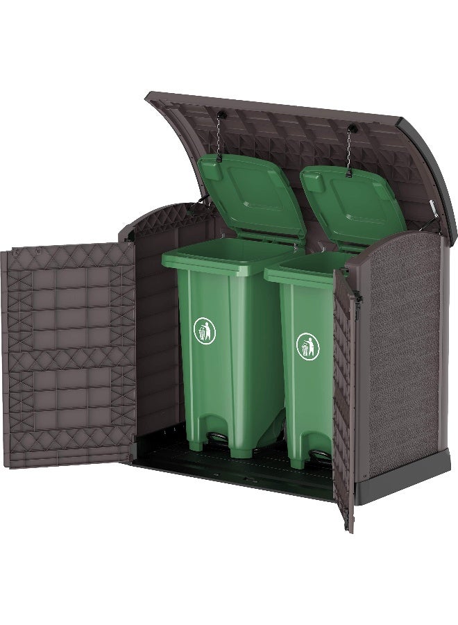 Cosmoplast 1200L Cedargrain Outdoor Garden Storage Shed with Arched Lid  (Dark Brown) Dark Brown 1200.0Liters  - Image 5