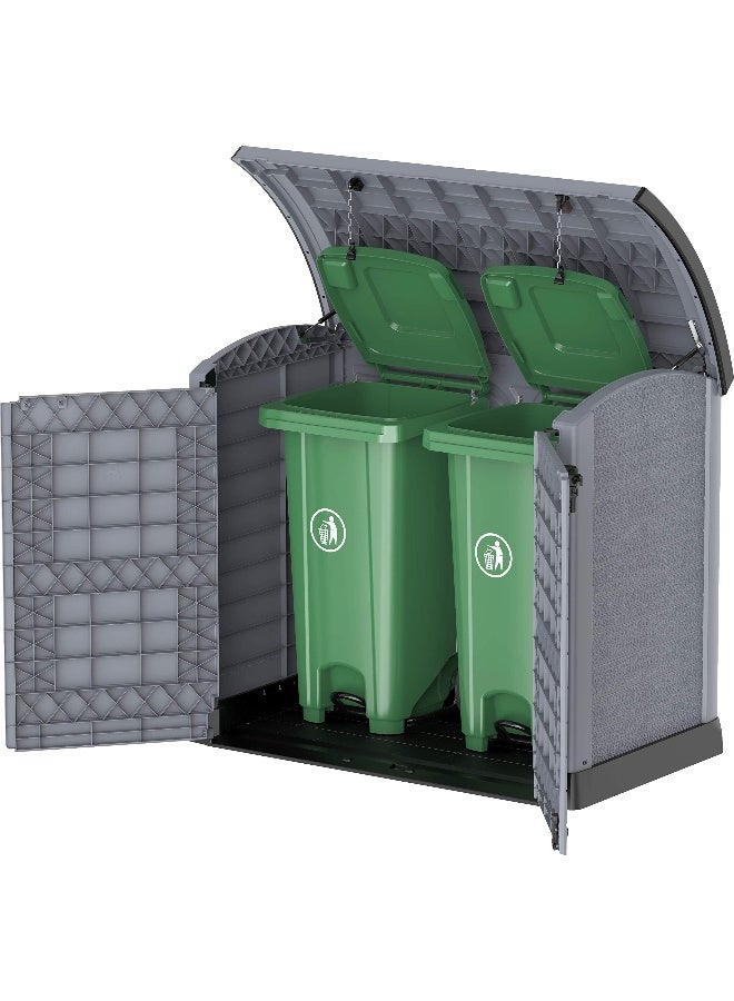 Cosmoplast 1200L Cedargrain Outdoor Garden Storage Shed With Arched Lid (Dark Grey) Dark Grey 1200.0Liters  - Image 1