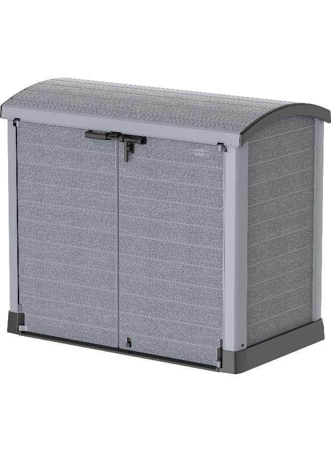 Cosmoplast 1200L Cedargrain Outdoor Garden Storage Shed With Arched Lid (Dark Grey) Dark Grey 1200.0Liters  - Image 3