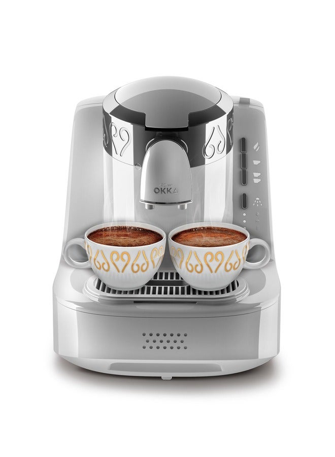 OKKA Turkish Automatic Coffee Machine OK002 White/Chrome – 1L, Dual Cup ,Slow Brew, Automatic Brew, Rich Foam, Coal Taste , Self-Cleaning 0.95 L 710 W OK002 White/Chrome