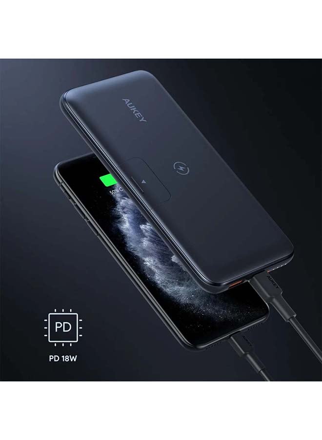 أوكي بطارية متنقلة لاسلكية ستاند مدمج PD USB-C 18 واط WL02 بسعة 10000 mAh أسود  - Image 3