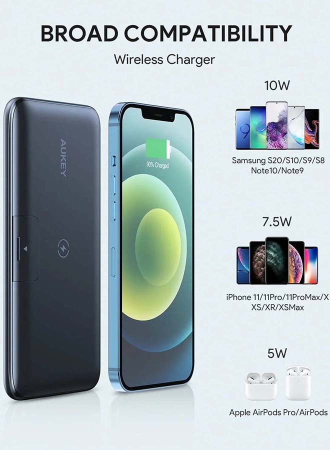 أوكي بطارية متنقلة لاسلكية ستاند مدمج PD USB-C 18 واط WL02 بسعة 10000 mAh أسود  - Image 5