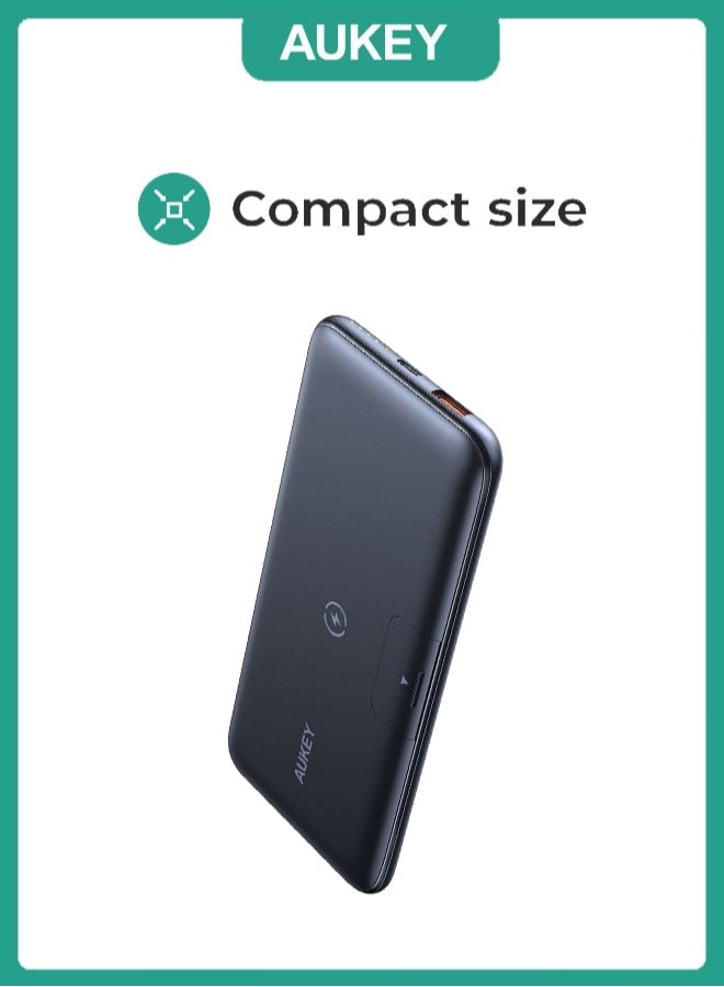 Aukey Wireless Charging Power Bank 20W PD QC 3.0 with Foldable Stand Black - Image 3