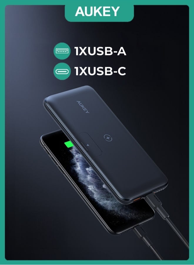 Aukey Wireless Charging Power Bank 20W PD QC 3.0 with Foldable Stand Black - Image 2