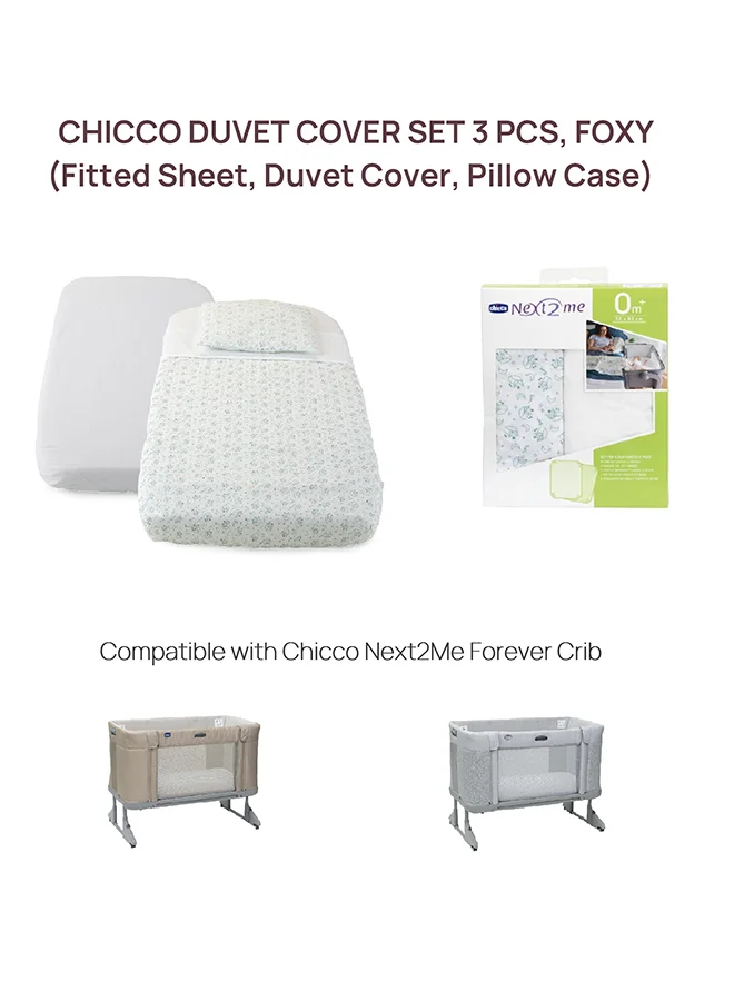 Chicco Duvet Cover Set 3 Pcs (Fitted Sheet, Duvet Cover, Pillow Case) For Next2Me Forever, Foxy