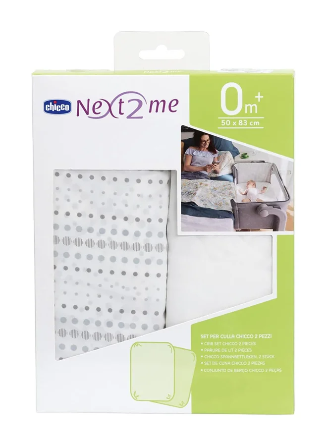 Chicco Crib Set 2 Pcs Fitted Sheets For Next2Me Air/Magic, Air
